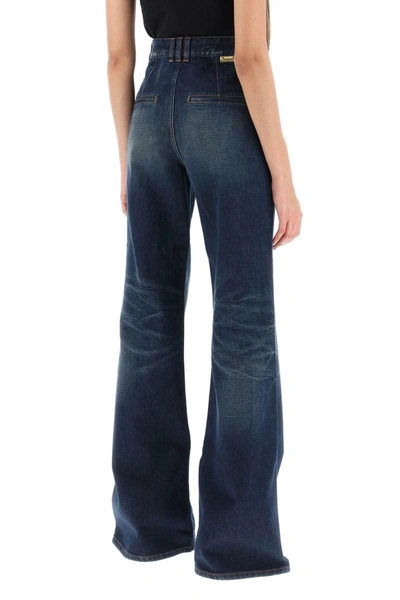 Shop Balmain Wide Leg Jeans With Dark Wash In Blue