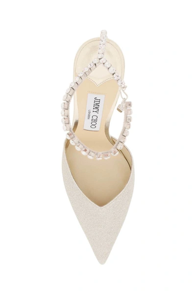 Shop Jimmy Choo 'saeda' Pumps With Glitter And Crystals In Silver