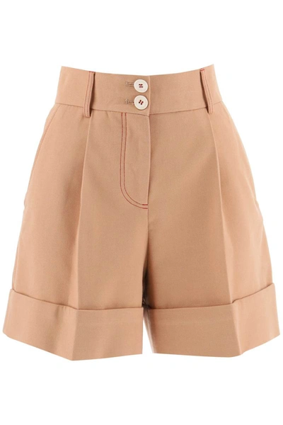 Shop See By Chloé See By Chloe Cotton Twill Shorts In Beige