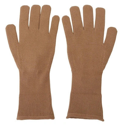 Shop Dolce & Gabbana Beige Cashmere Knitted Hands Mitten Mens Men's Gloves