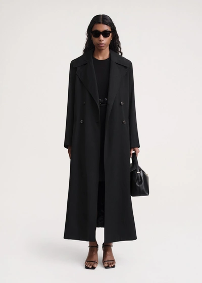 Shop Totême Long Fluid Summer Coat Black