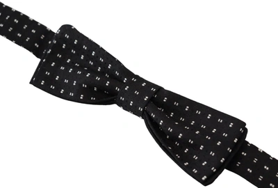 Shop Dolce & Gabbana Black Silk Patterned Neck Papillon Accessory Bow Men's Tie