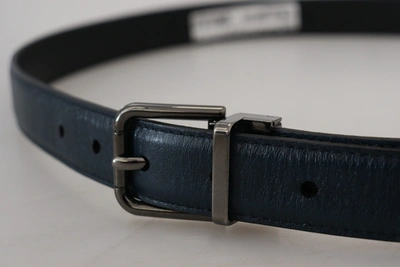 Shop Dolce & Gabbana Blue Leather Silver Metal Buckle Vintage Men's Belt