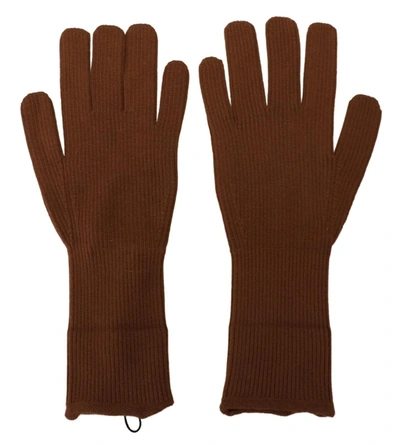 Shop Dolce & Gabbana Brown Cashmere Knitted Hands Mitten Mens Men's Gloves