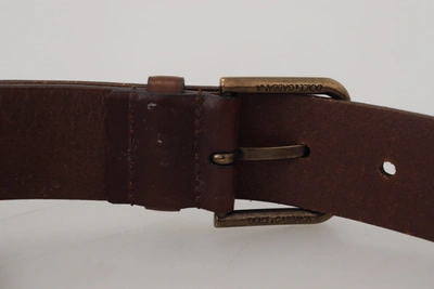 Shop Dolce & Gabbana Brown Leather Gold Metal Buckle Carabiner Men's Belt