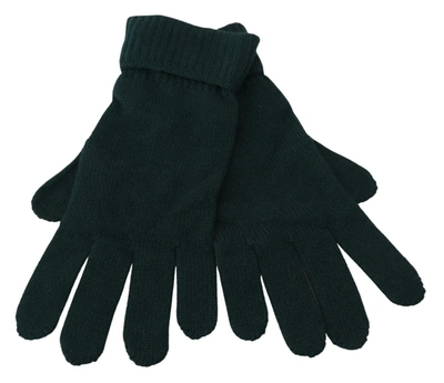 Shop Dolce & Gabbana Green Wrist Length Cashmere Knitted Women's Gloves In Dark Green