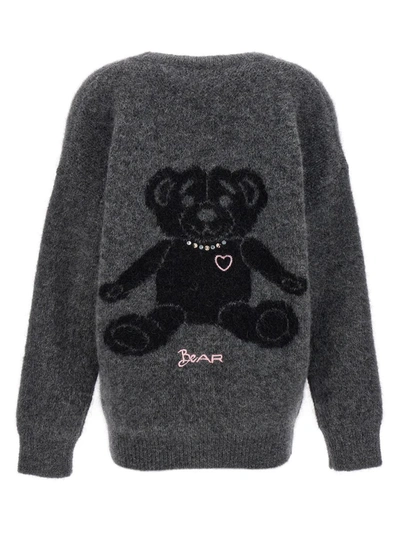 Shop Alessandra Rich 'bear' Cardigan In Gray