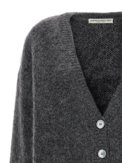 Shop Alessandra Rich 'bear' Cardigan In Gray