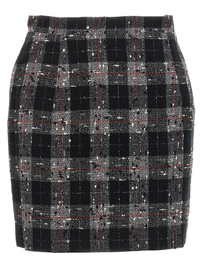 Shop Alessandra Rich Check Wool Skirt In Black