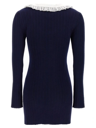 Shop Alessandra Rich Collar Knit Dress In Blue