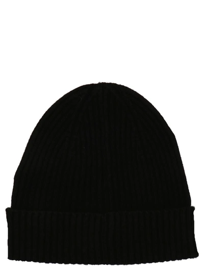 Brioni Logo-patch Ribbed-knit Beanie In Black