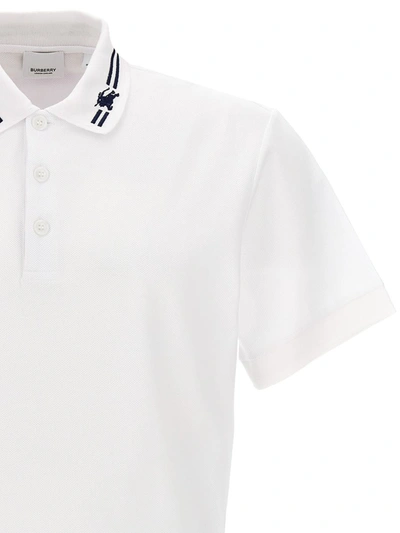 Shop Burberry Manor Polo Shirt In White