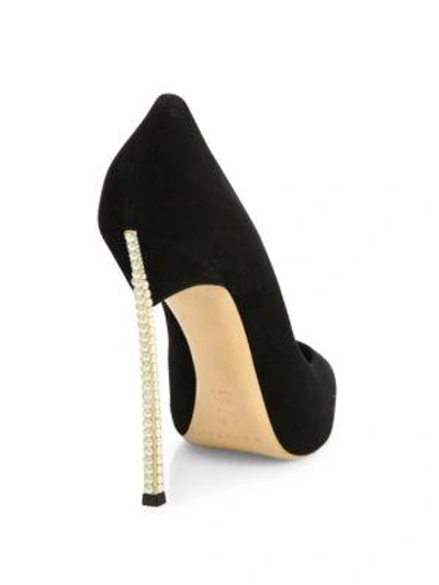 Shop Casadei Suede Pearly Blade-heel Pumps In Black