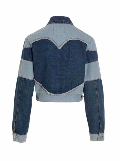 Andersson Bell 'mahina' Blue Denim Patchwork Jacket With Heart-shaped Detail