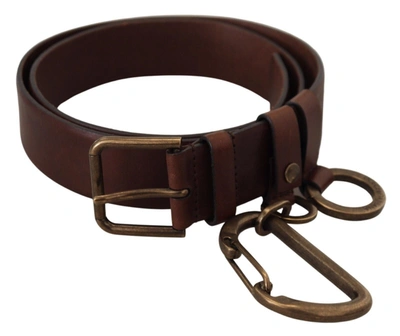 Shop Dolce & Gabbana Leather  Metal Buckle Carabiner Men's Belt In Brown