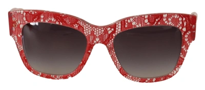 Shop Dolce & Gabbana Lace Acetate Rectangle Shades Men's Sunglasses In Red
