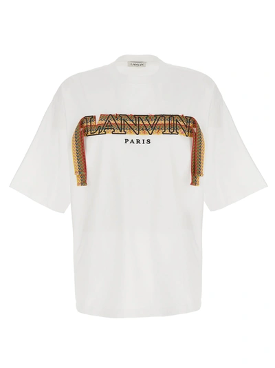 Shop Lanvin Embroidered Curb Lace T-shirt White