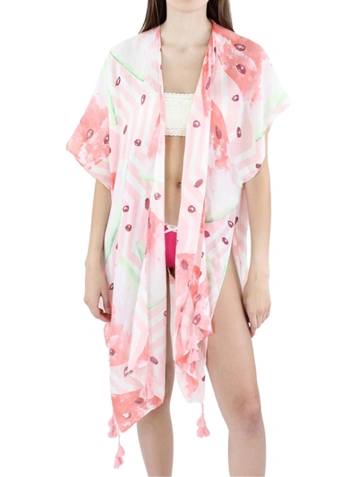 Shop Area Stars Watermelon Womens Sheer Printed Shawl/wrap In Pink