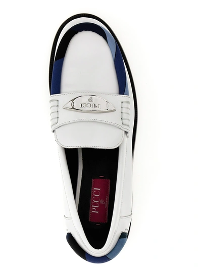 Shop Emilio Pucci Logo Leather Loafers White