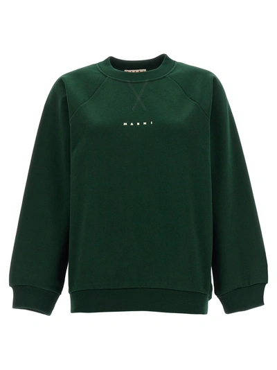 Shop Marni Logo Print Sweatshirt Green