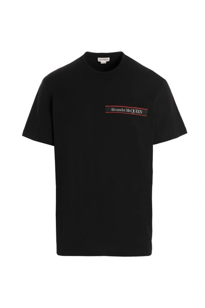 Shop Alexander Mcqueen Logo Tape T-shirt Black