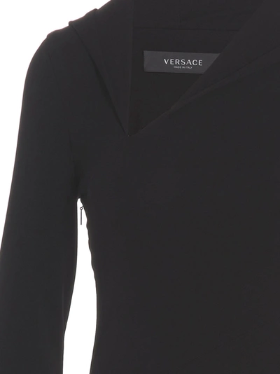 Shop Versace Long Cut-out Hooded Dress