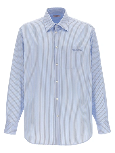 Shop Valentino Striped Shirt Shirt, Blouse In Light Blue