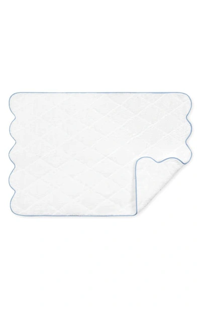 Matouk Cairo Scallop Trim Cotton Quilted Mat In Light Blue