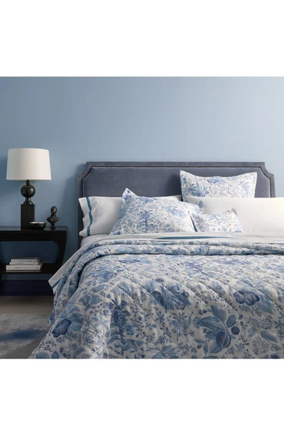 Shop Matouk Pomegranate Quilted Linen Pillow Sham In Porcelain Blue