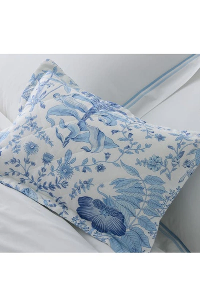 Matouk Pomegranate Quilted Linen Pillow Sham In Porcelain Blue
