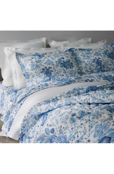 Matouk Pomegranate Quilted Linen Pillow Sham In Porcelain Blue