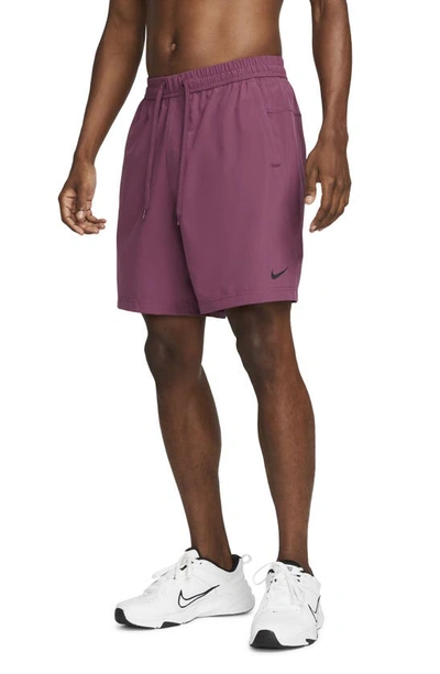 Shop Nike Form Dri-fit Athletic Shorts In Rosewood/ Black