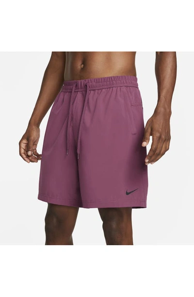 Shop Nike Form Dri-fit Athletic Shorts In Rosewood/ Black