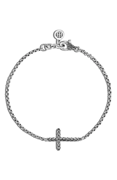 John Hardy ‘classic Chain' Silver Cross Charm Mini Rolo Chain Bracelet In Silver