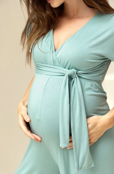 Cache Coeur Origin Maternity/nursing Jumpsuit In Ocean