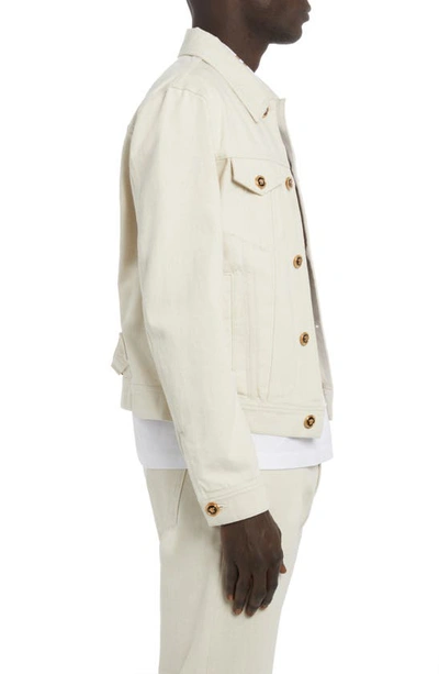 Shop Versace Scott Rigid Denim Jacket In Ecru