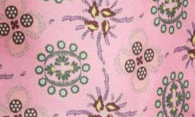Shop Saloni Floral Print Silk Twill Shorts In Thistle