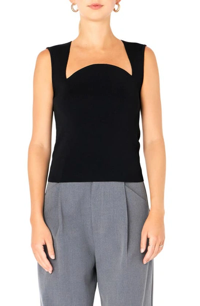 Shop Endless Rose Sculpted Neck Knit Tank In Black