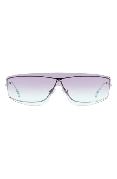 Shop Isabel Marant 99mm Gradient Oversize Shield Sunglasses In Silver Green/ Violet Green