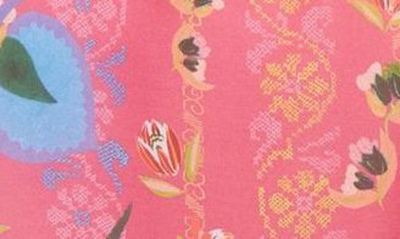 Shop Saloni Marissa Metallic Floral Fil Coupé Minidress In Fuschia Cross-stitch Plmt