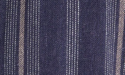 Shop Johnny Bigg Everett Stripe Linen Blend Button-down Shirt In Navy