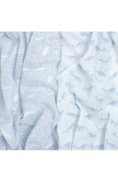 Shop Aden + Anais Assorted 2-pack Organic Cotton Muslin Swaddling Cloths In Oceanic Blue