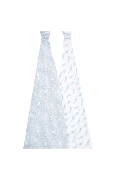 Aden + Anais Assorted 2-pack Organic Cotton Muslin Swaddling Cloths In Oceanic Blue