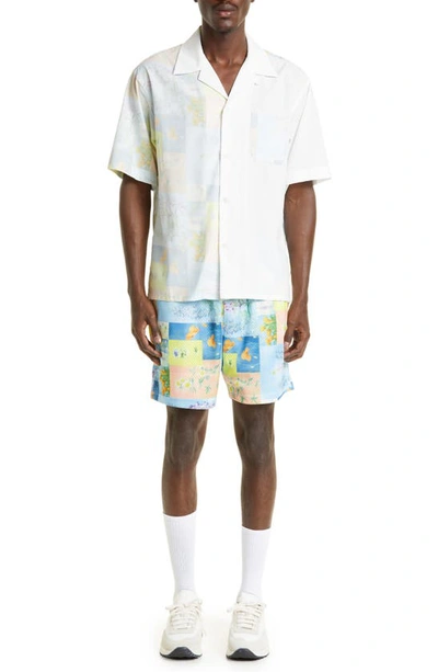 Shop John Elliott Floral Short Sleeve Camp Shirt In Super Bloom Grid