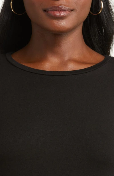 Halogen Crewneck Long Sleeve T-shirt In Rich Black