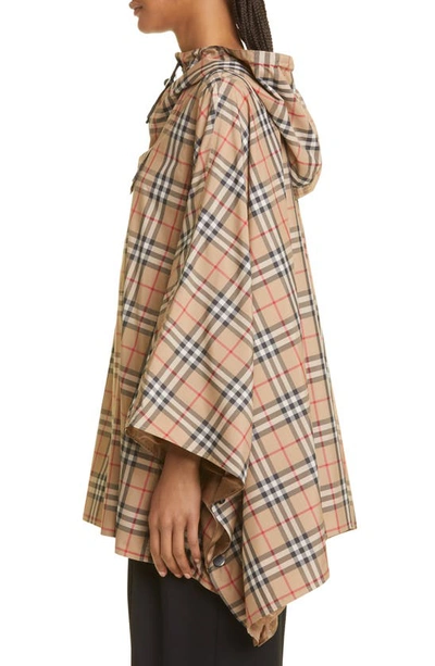 Shop Burberry Check Hooded Poncho In Archive Beige