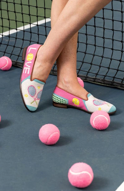 Shop Bypaige Needlepoint Tennis Flat In Pink Multi
