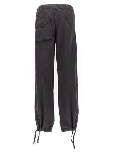 Shop Ganni Logo Embroidered Pants In Gray
