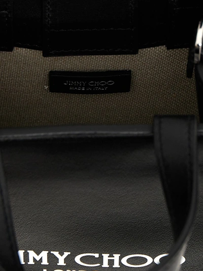 Shop Jimmy Choo 'mini N/s Tote' Handbag In White/black