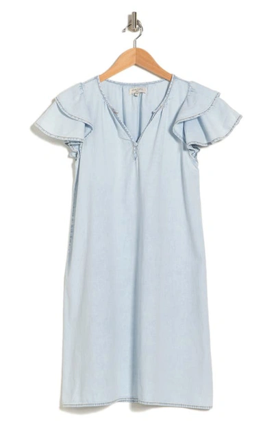 Habitual Double Ruffle Sleeve Shift Dress In Mist